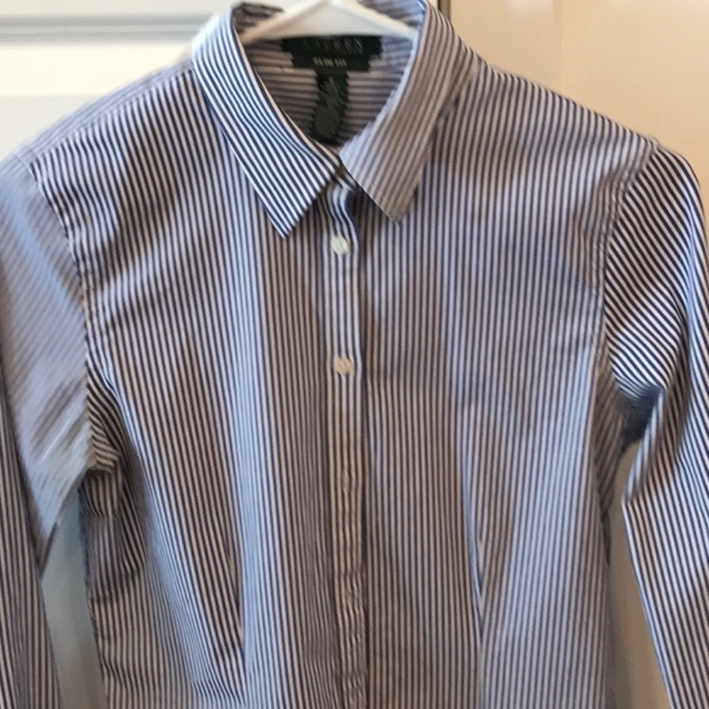 Blue & white pinstriped Lauren blouse